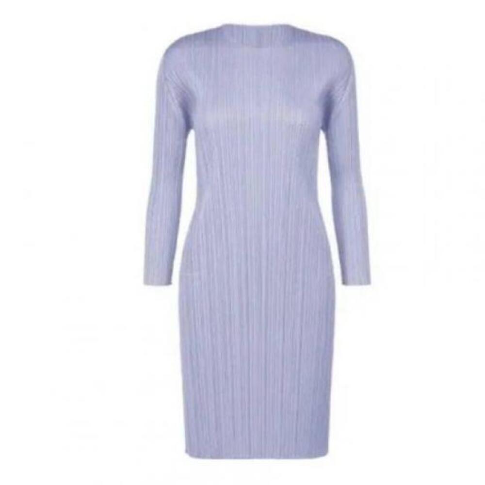 PLEATS PLEASE Fitted Midi Dress With Textured Pleats